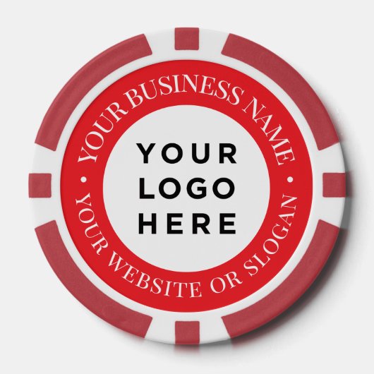Personalized Business Logo and Text Elegant Red Poker Chips (Voorkant)