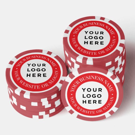 Personalized Business Logo and Text Elegant Red Poker Chips (Opstapeling)