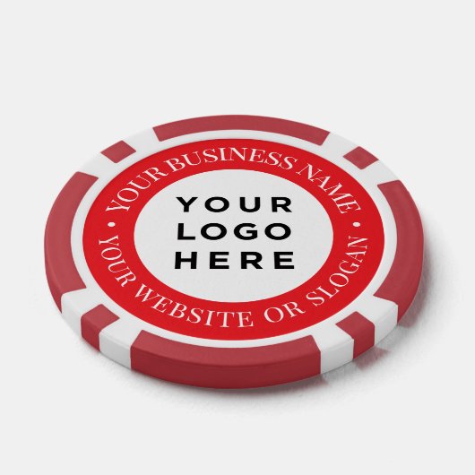 Personalized Business Logo and Text Elegant Red Poker Chips (Enkel)