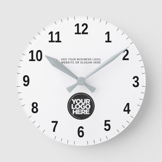 Personalized Business Logo and Text Ronde Klok (Voorkant)