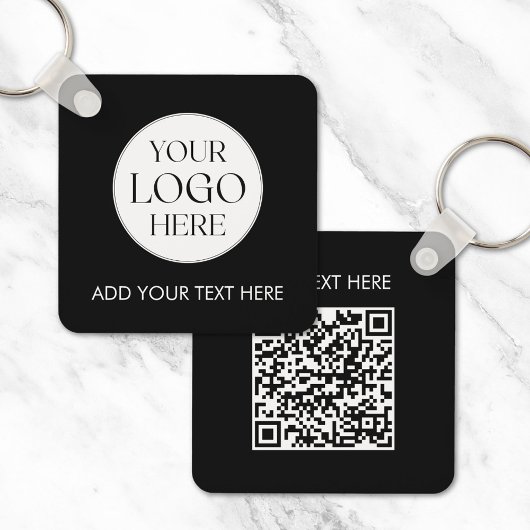 Personalized Business Logo QR Code Modern Employee Sleutelhanger