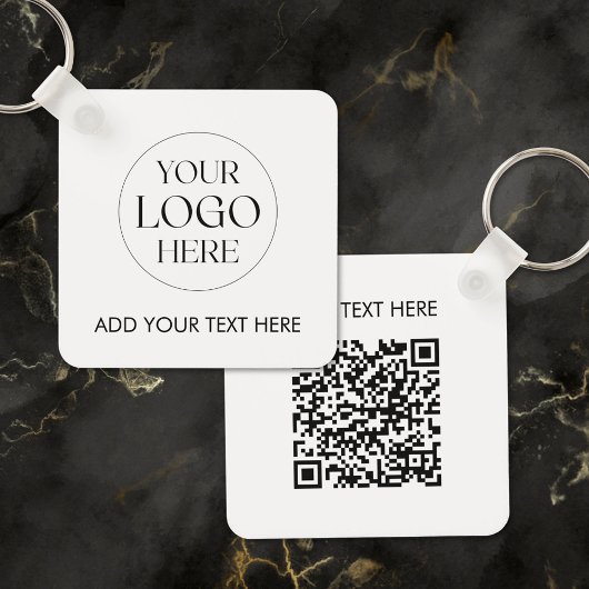 Personalized Business Logo QR Code Modern Employee Sleutelhanger