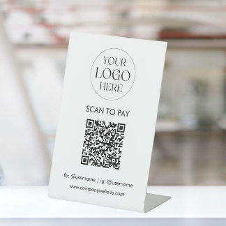 Personalized Business Logo QR Code Simple Modern Reclamebord Met Voetstuk