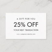 Personalized Business Logo Simple Discount Card Visitekaartje (Achterkant)