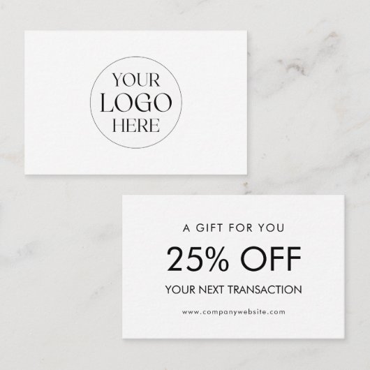 Personalized Business Logo Simple Discount Card Visitekaartje (Voorkant / Achterkant)