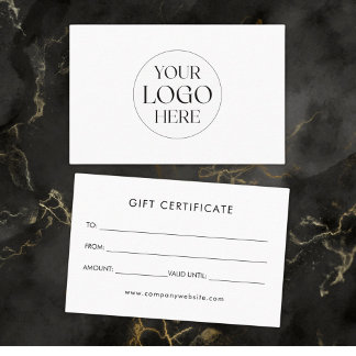 Personalized Business Logo Simple Gift Certificate Visitekaartje