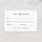 Personalized Business Logo Simple Gift Certificate Visitekaartje (Achterkant)