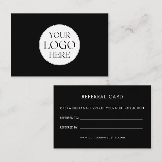 Personalized Business Logo Simple Referral Card Visitekaartje (Voorkant / Achterkant)