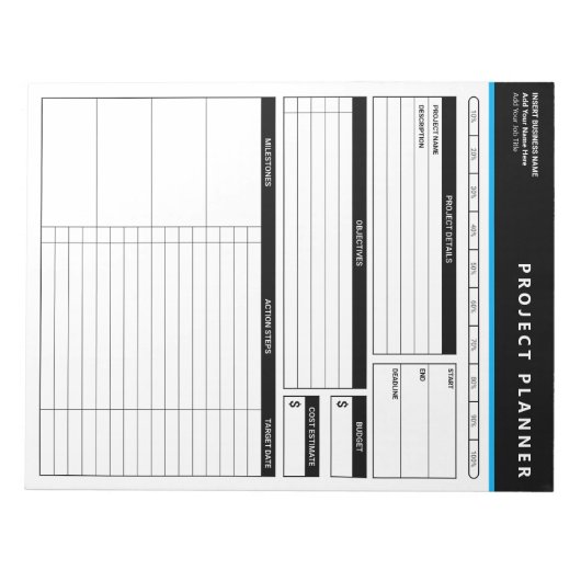 Personalized Business Project Planner Notepad Notitieblok (Voorkant)