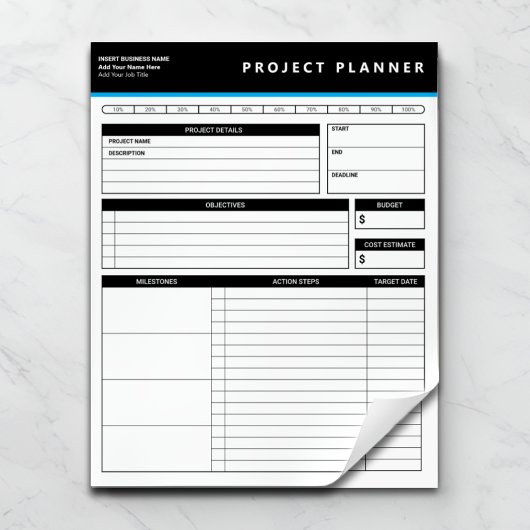 Personalized Business Project Planner Notepad Notitieblok