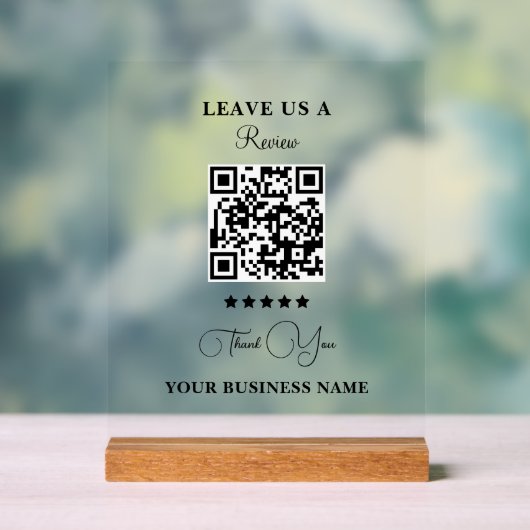 Personalized Business Qr Code Leave a Review Acryl Bord (Neutraal)