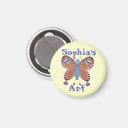 Personalized Butterfly Child's Artwork Magnet (Voorkant / Achterkant)