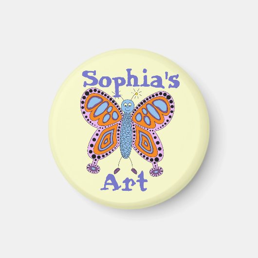 Personalized Butterfly Child's Artwork Magnet (Voorkant)