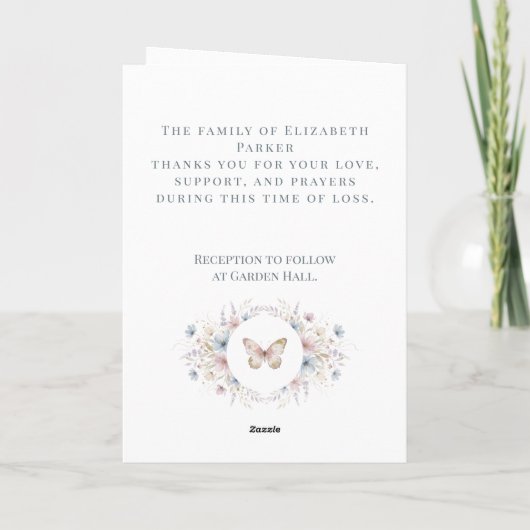 Personalized Butterfly Funeral Program Template Kaart (Achterkant)