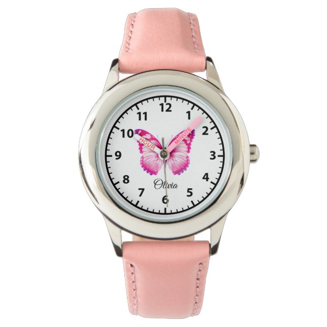 Personalized Butterfly Kids' Watch for Girls Horloge (Voorkant)