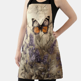 Personalized Butterfly Lavender Vintage Design Schort