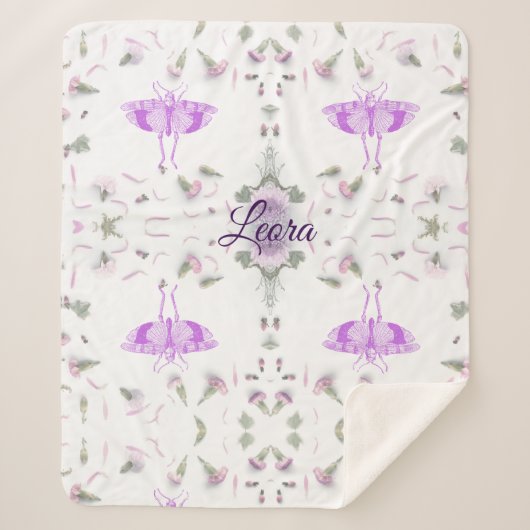 Personalized Butterfly Name Blanket Sherpa Deken (Voorkant)