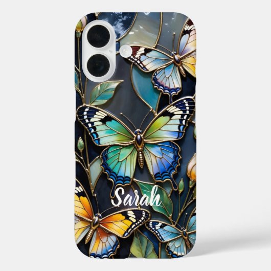Personalized Butterfly Phone Case Stained Glass (Achterkant)
