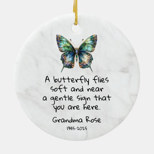Personalized Butterfly Saying Memorial Keramisch Ornament (Achterkant)