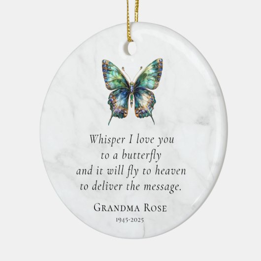 Personalized Butterfly Saying Memorial Keramisch Ornament (Links)
