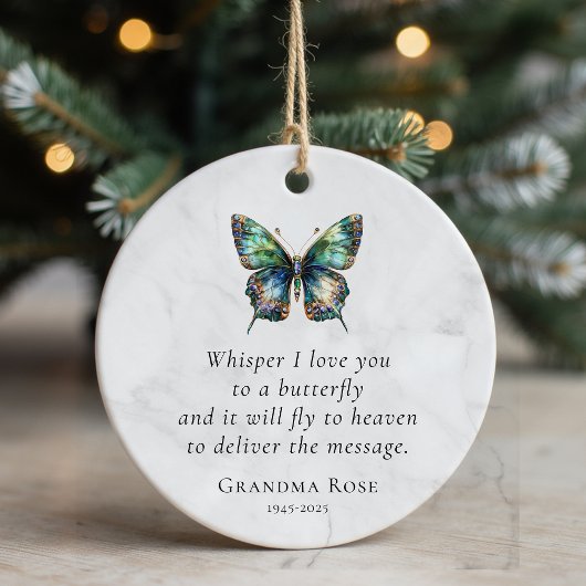Personalized Butterfly Saying Memorial Keramisch Ornament