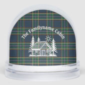 Personalized Cabin Snow Globe with Green Tartan  Sneeuwbol (Voorkant)