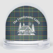 Personalized Cabin Snow Globe with Green Tartan  Sneeuwbol (Achterkant)