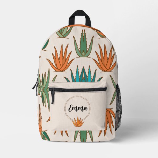 Personalized Cactus School Backpack with Name Bedrukte Rugzak (Voorkant)