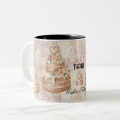 personalized Cake Mug - Custom Name Baker Gift Tweekleurige Koffiemok (Voorkant links)