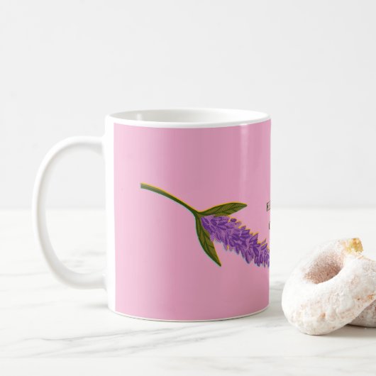 Personalized Calm & Serenity Floral Aesthetic Pink Koffiemok (Met donut)