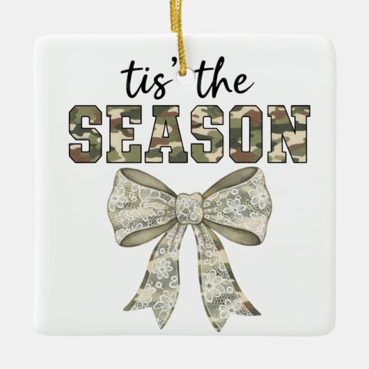 Personalized Camo "Tis the Season" Photo Keramisch Ornament (Voorkant)