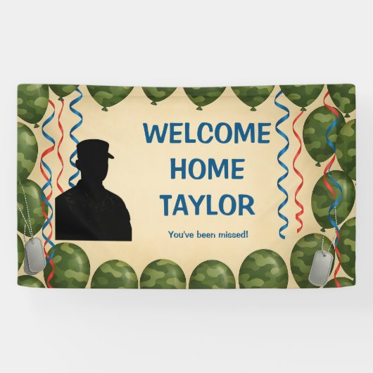 Personalized Camouflage Military Welcome Home  Spandoek (Horizontaal)