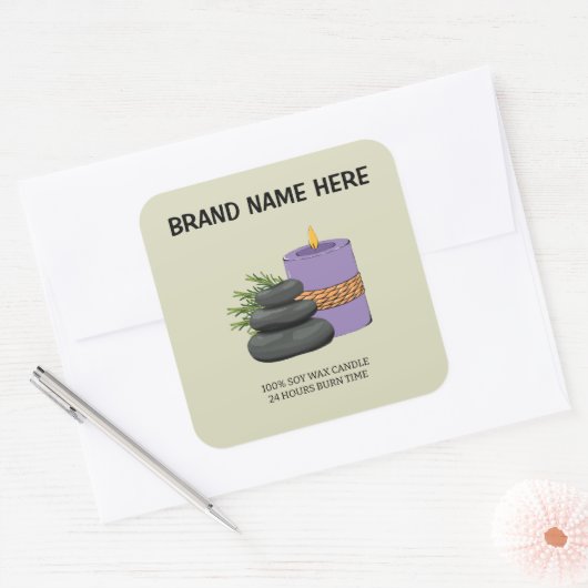 Personalized Candle Label | Custom Brand Name Here (Envelop)