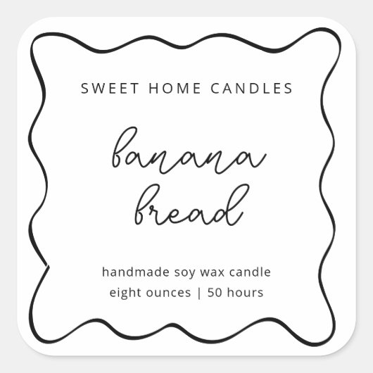 Personalized Candle Label, Fun & Whimsical Vierkante Sticker (Voorkant)