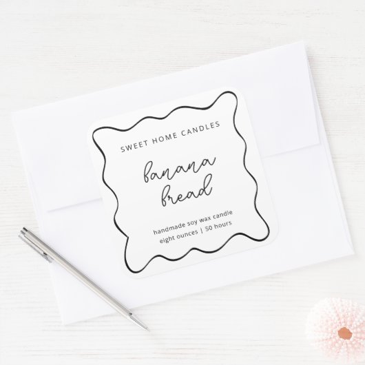 Personalized Candle Label, Fun & Whimsical Vierkante Sticker (Envelop)