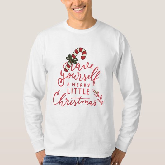 Personalized Candy Cane Script Christmas  T-shirt (Voorkant)