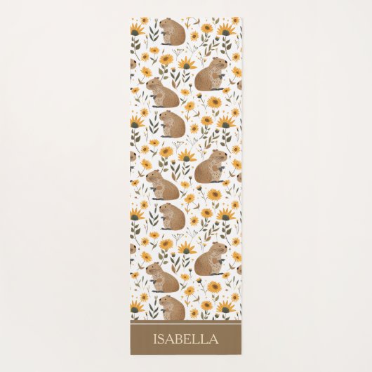Personalized Capybara Floral Yogamat (Achterkant)