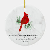 Personalized Cardinal In Loving Memory Keepsake Keramisch Ornament (Achterkant)