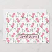 Personalized Carnation Floral Botanical Note Card Notitiekaartje (Voorkant)