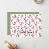 Personalized Carnation Floral Botanical Note Card Notitiekaartje (Voorkant / Achterkant in situ)