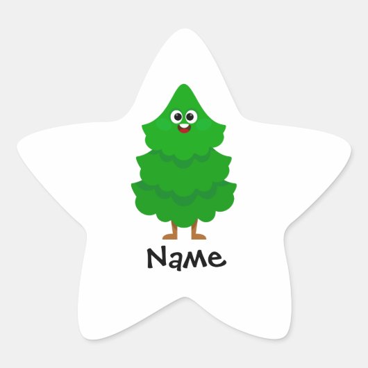 Personalized Cartoon Christmas Tree Kids Sticker (Voorkant)
