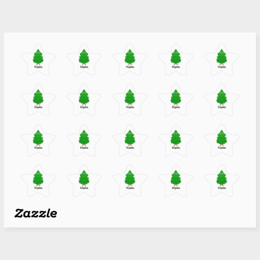 Personalized Cartoon Christmas Tree Kids Sticker (Vel)