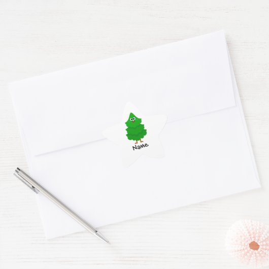 Personalized Cartoon Christmas Tree Kids Sticker (Envelop)