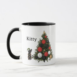 Personalized Cat & Christmas Tree Coffee Mug Mok
