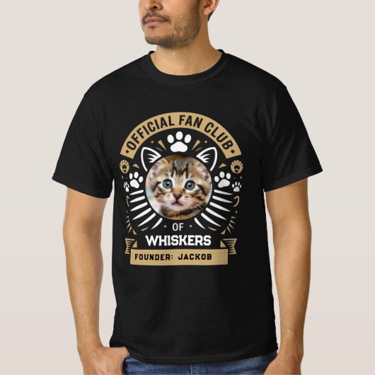 Personalized Cat Fan Club T-Shirt | Custom Cat Pho (Voorkant)