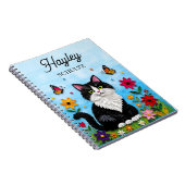 Personalized Cat, Flowers and Butterflies   Notitieboek (Rechterzijde)