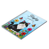 Personalized Cat, Flowers and Butterflies   Notitieboek (Linkerzijde)