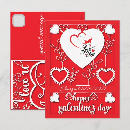 Personalized Cat Gifts for Valentines Day Love Feestdagenkaart (Voorkant / Achterkant)