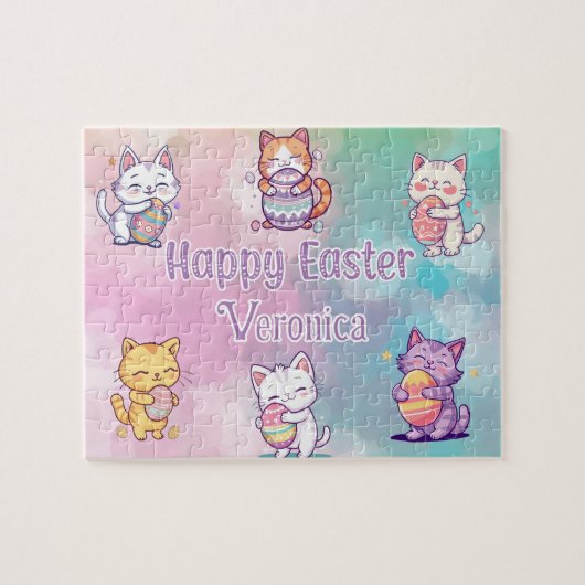 Personalized Cat Happy Easter Legpuzzel (Horizontaal)