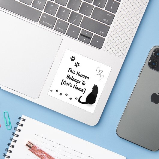 Personalized Cat Lover Laptop Sticker (Laptop met iPhone)